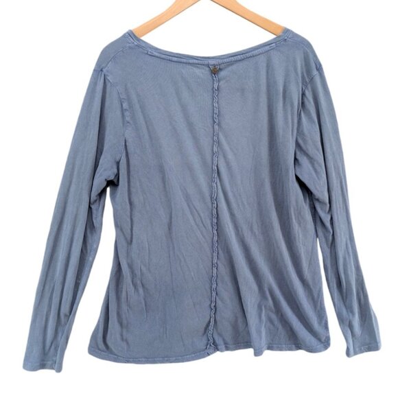 Soft Surroundings Embroidered Top Womens Blue Long Sleeve Cotton V Neck Sz L - Picture 2 of 8
